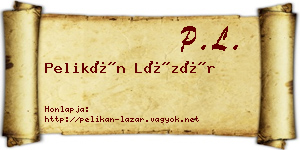 Pelikán Lázár névjegykártya